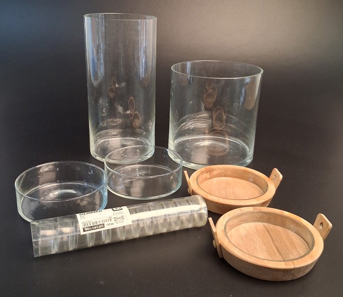 Diverse glas. Bl.a stora Cylindrar.