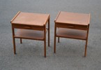 2 Nattduksbord. Teak, Bröderna Ahlqvist, Skånes Värsjö, 1950/60-talet.
