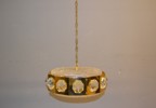 Taklampa. Mässing & glas. 1970-talet.