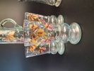 2 Glaskannor med tennlock & 3 glas.
