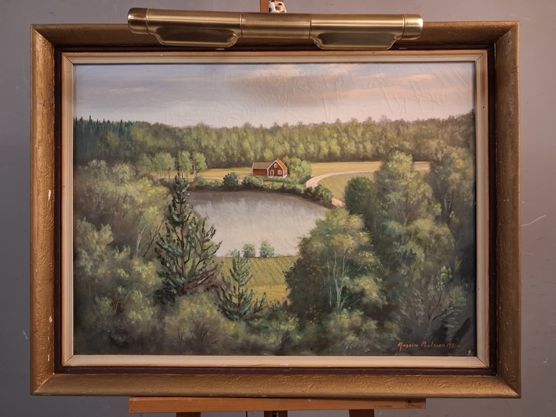 ANSELM PAULSSON. Olja på duk. Landskapsmotiv, signerad & daterad 1951.