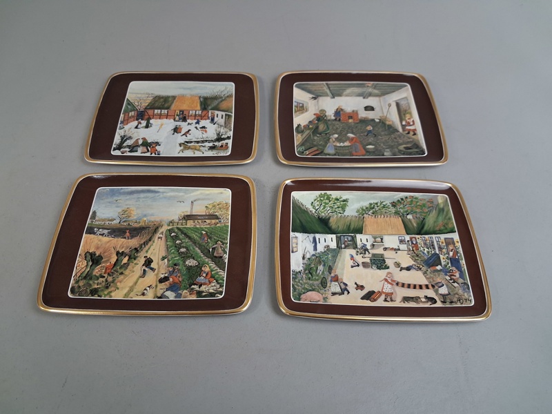 ALMA ÖHRSTRÖM. 4 Samlartallrikar, Höganäs Keramik, 1970, 1974, 1977 & 1978.