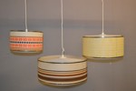3 Taklampor. Plast & textil, 1960-talet.