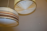 3 Taklampor. Plast & textil, 1960-talet.
