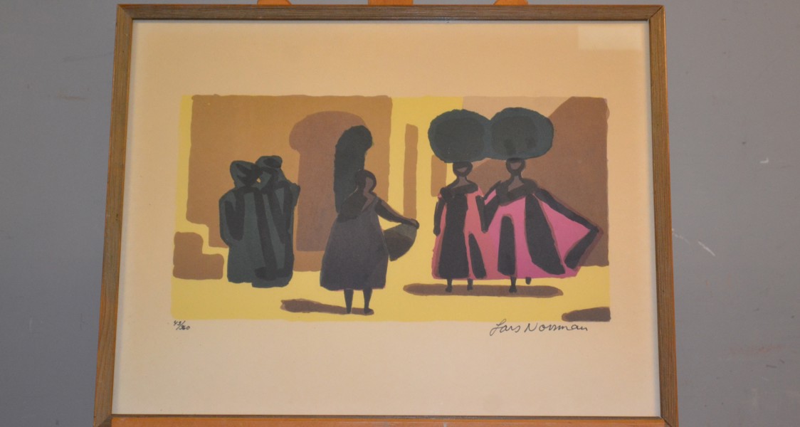 LARS NORRMAN. Litografi, "figursceneri", signerad & numrerad 43/360.