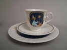 Kaffekoppar fat & Assietter. Jul, Fyrklövern. 1977,1979, 1980, 1982,1983 har 3 delar 78 & 81 saknar koppar.