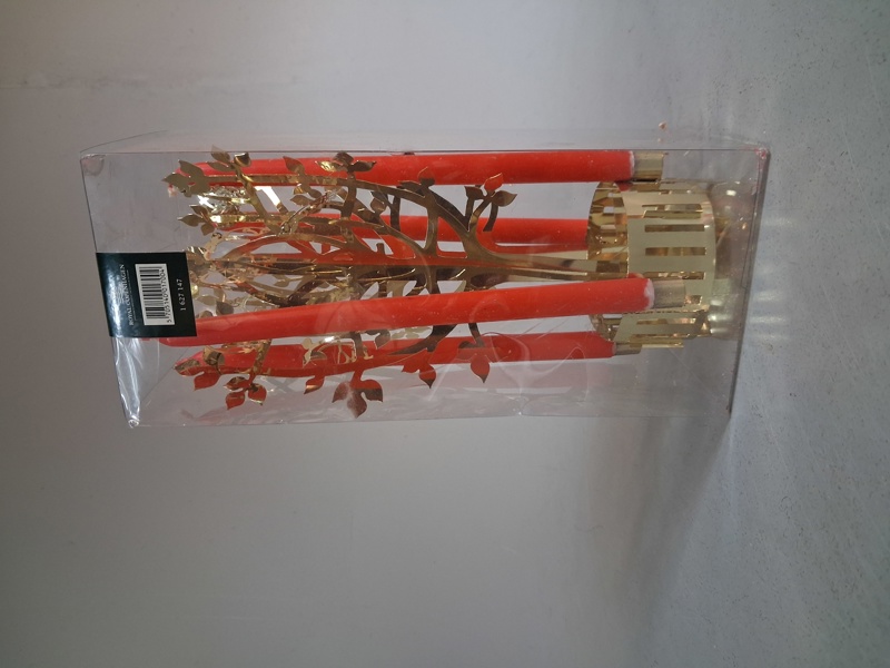 ROYAL COPENHAGEN. "Golden Christmas", Adventsljusstake, guldfärgad plåt.