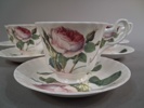 ROY KIRKHAM. 6 Kaffekoppar med fat, "Redout`e Roses", England.