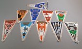 Fotbollsvimplar. 10 stycken, England, 1960/70-talet. Bl.a Newcastle, Nottingham, Chelsea m.m.