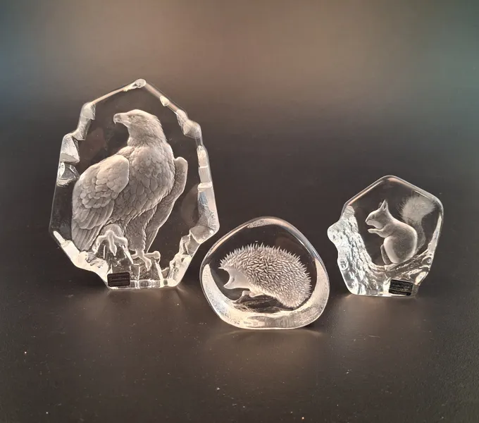 MATS JONASSON. 3 Glasskulpturer, Målerås, Signture Colletion.