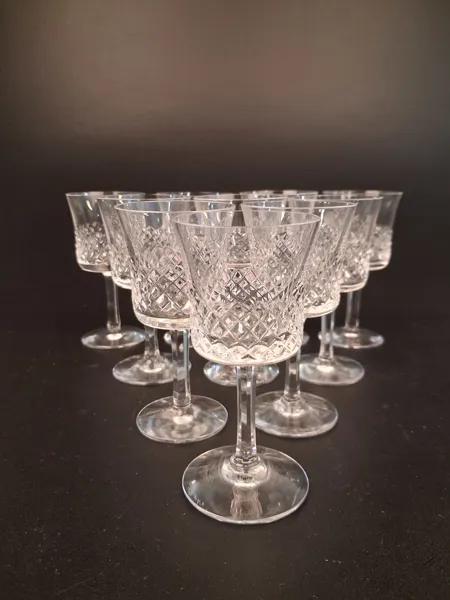 FRITZ KALLENBERG. 10 Likörglas. "Panama". Kosta Boda, signerade.