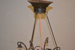 Taklampa. Jugend-stil, smide & glas.