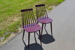 2 Pinnstolar. Bemålade lila, 1960/70-talet.