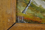 OIDENTIFIERAD KONSTNÄR. Olja på pannå, signerad H.E, 1800/1900-talet.