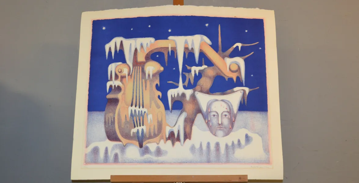 ERIK OLSON. Litografi, "Frusen Melodi", löst blad, oramad, signerad, daterad 1976 & numrerad 150/260.