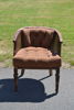Karmstol. Dansk design, stomme i ek & velourklädsel, 1950/60-talet.