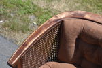 Karmstol. Dansk design, stomme i ek & velourklädsel, 1950/60-talet.