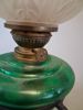 Fotogenlampa, mässing, smide & glas.