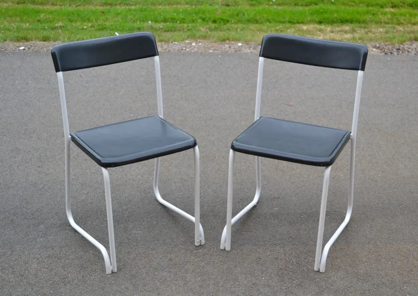 2 Stolar. "Stacking Chair", Höganäsmöbler AB, metall & plast.