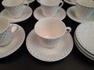 LOUISE ADELBORG. "Blå Vinge", Rörstrand, 8 kaffekoppar med 11 fat & 12 assietter.