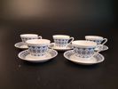 BRITA MELLANDER-JUNGERMANN. 5 Kaffekoppar med fat, modell 6078, Karlskrona/Upsala Ekeby, 1950/60-talet.
