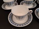 BRITA MELLANDER-JUNGERMANN. 5 Kaffekoppar med fat, modell 6078, Karlskrona/Upsala Ekeby, 1950/60-talet.