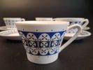 BRITA MELLANDER-JUNGERMANN. 5 Kaffekoppar med fat, modell 6078, Karlskrona/Upsala Ekeby, 1950/60-talet.