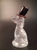 Hund med hatt. Glasskulptur. Okänd formgivare.( Otydlig signatur Tuomo N & Johan N.)