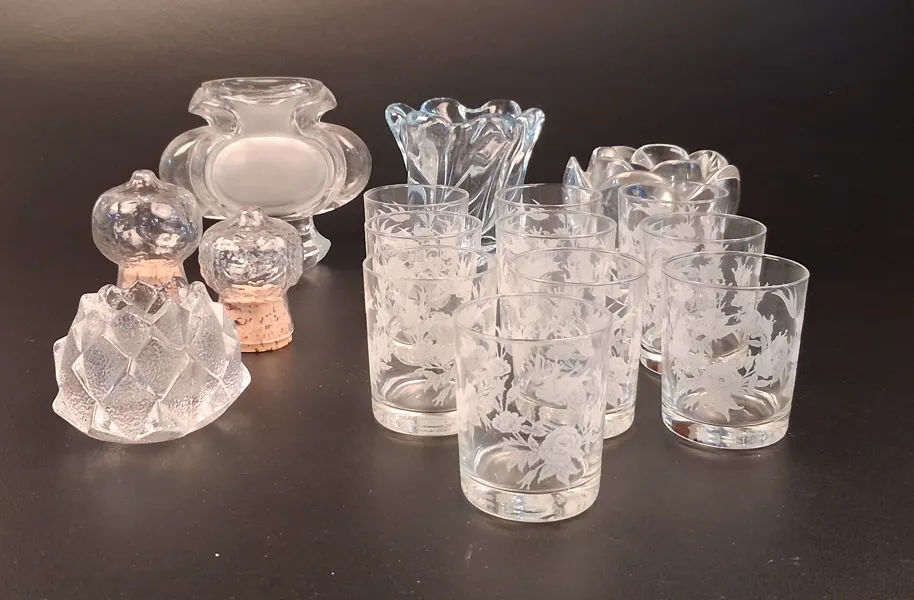 Diverse glas. Bl.a Orrefors. Royal Copenhagen.