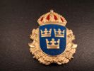 3 Svenska polis emblem i gulmetall 1900-talet. Sporrong & co stockholm.