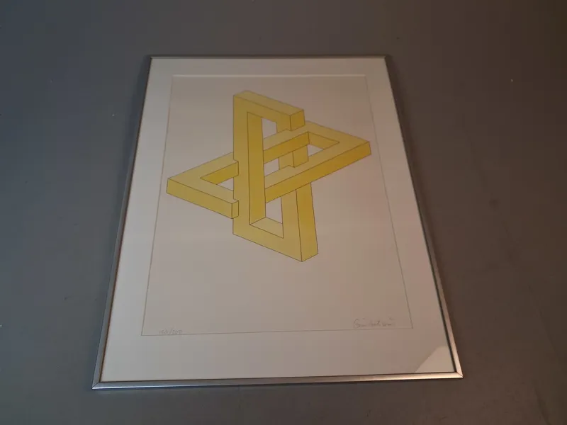 OSCAR REUTERSVÄRD. Färglitografi, "Omöjlig figur", signerad & numrerad 180/200.