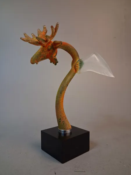 KJELL ENGMAN. Skulptur. "Drake", Kosta Boda Atelier, signerad.