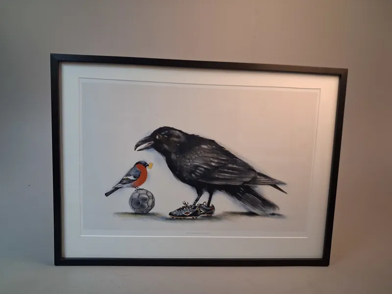 Korpfotboll efter en litografi av Lasse Åberg.