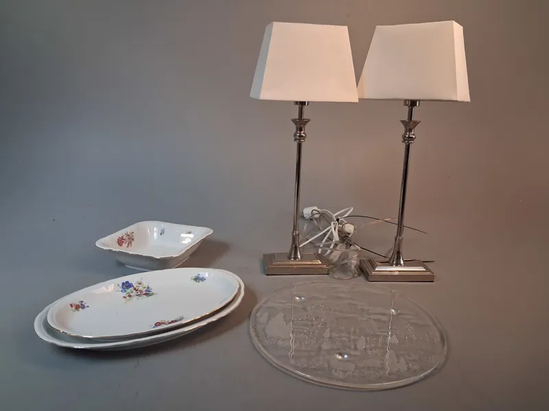 2 Bordslampor, sammankopplade Scan Lamps & 4 fat.