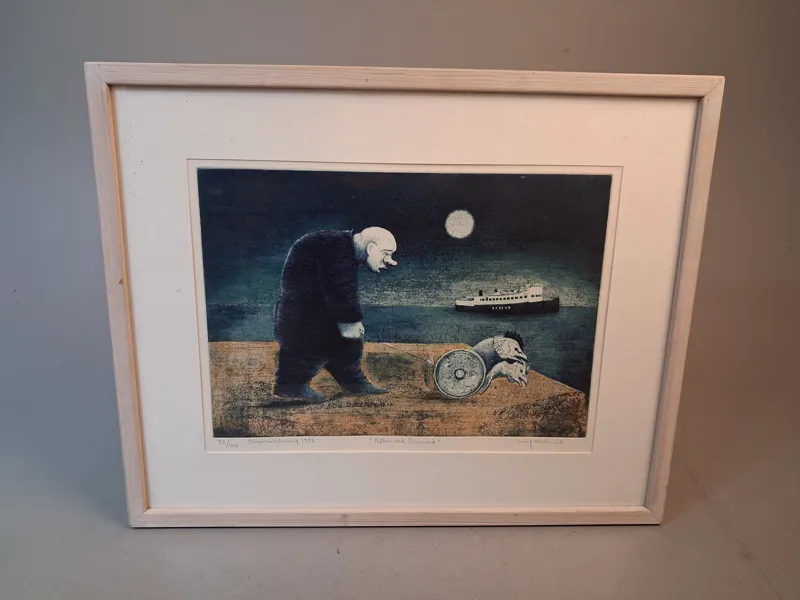 ULF EKLUND. "Afton vid Öresund" Orginaletsning, signerad, daterad1992 & numrerad 32/100.