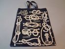 Väska, handbag, "Knoys Hitches & Bends" By Ulsten, Made in U.K 50% Cotton & 50% P.V.C. "Vaxduk/oljetyg".