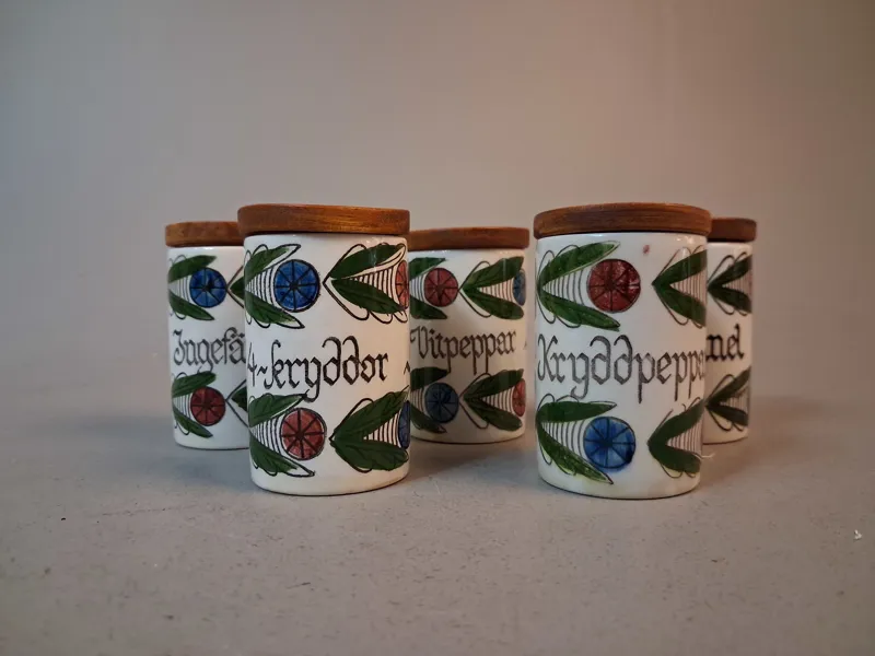 5 Kryddburkar "Dalom", Rörstrand.