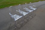 4 Stolar. Plexiglas, osignerade.