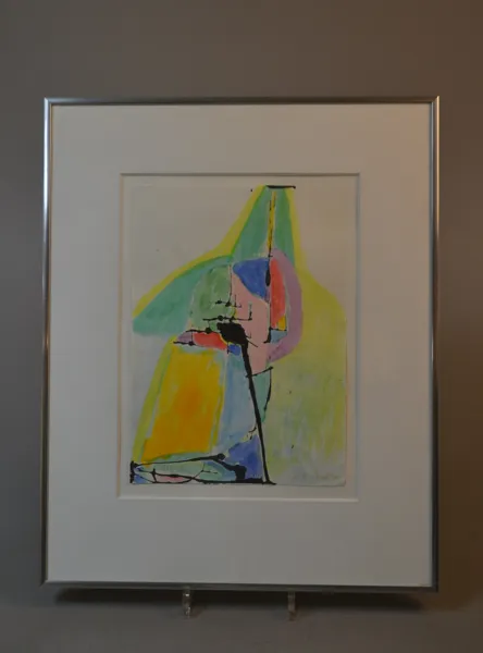 JÖRGEN NASH. Gouache, "Lespos", signerad & daterad 1986.