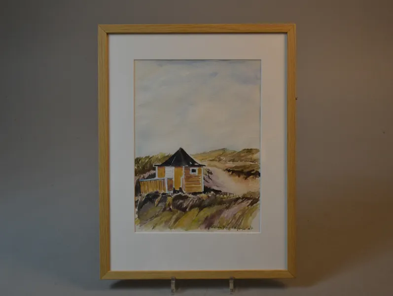 LILLAN BERG-HAGENFELDT. Akvarell, "Gul Dynstuga", signerad.