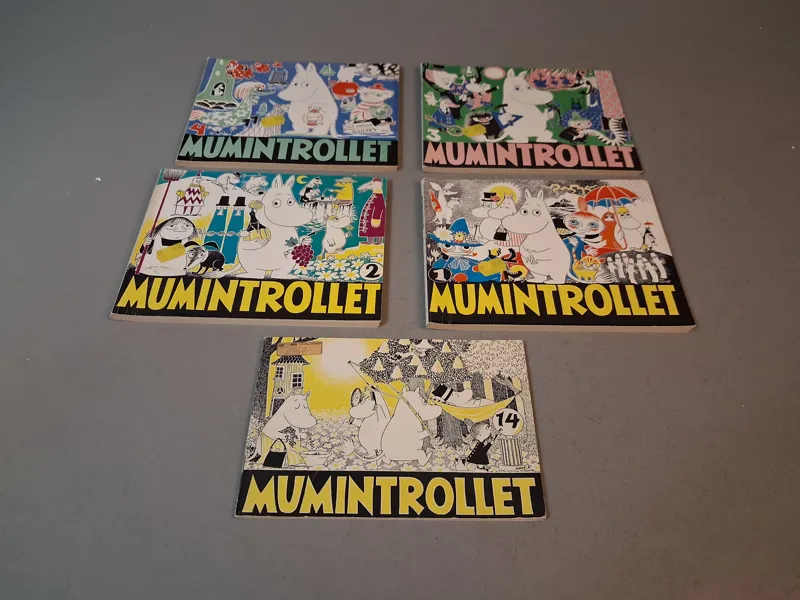 TOVE JANSSON. Mumintrollet Nr: 1, 2, 3 & 4 tryckta 1989 & nr 14 tryckt 1971.