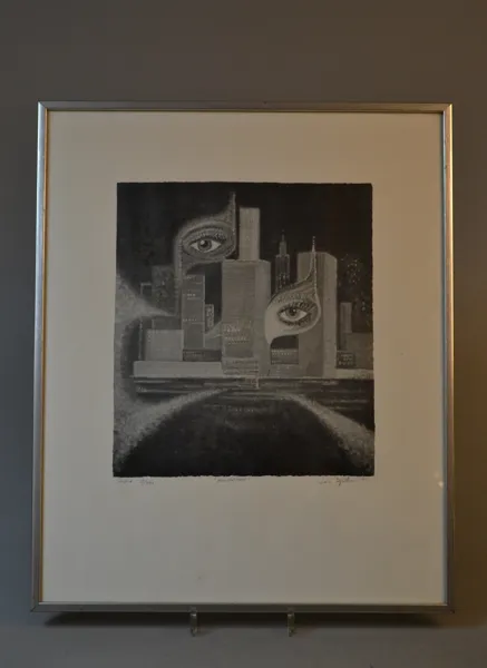 LARS BJERTNER. Reproduktion, "Manhattan", signerad, daterad -83 & numrerad 3/390.