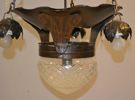 Taklampa. Jugend, metall & glas.