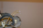 Taklampa. Jugend, metall & glas.