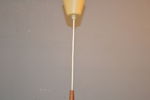 Taklampa. Teak, textil & glas, 1950/60-talet.