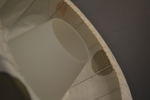Taklampa. Teak, textil & glas, 1950/60-talet.