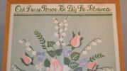 LISBET JOBS. Textiltryck, "Och dessa rosor för dig de blomma", Jobs Handtryck, Leksand.