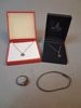 2 Halsband, ring & armband. silver, 18,4gram.