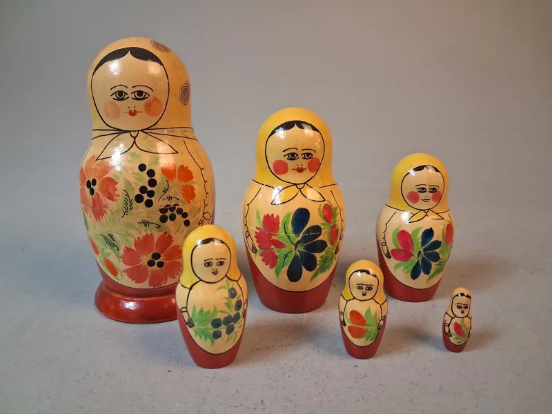 Babuska. Ryssland, 6 dockor. USSR.