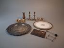 Diverse. Bl.a Malm, nysilver fat med gravyr m.m.